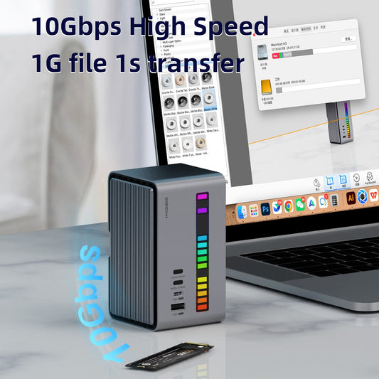 変換アダプタHagibis USB C Docking Station with Dual HDMI-compatible M.2 SSD Enclosure Ethernet 100W PD USB Hub SD/TF for Laptop Macbook Pro